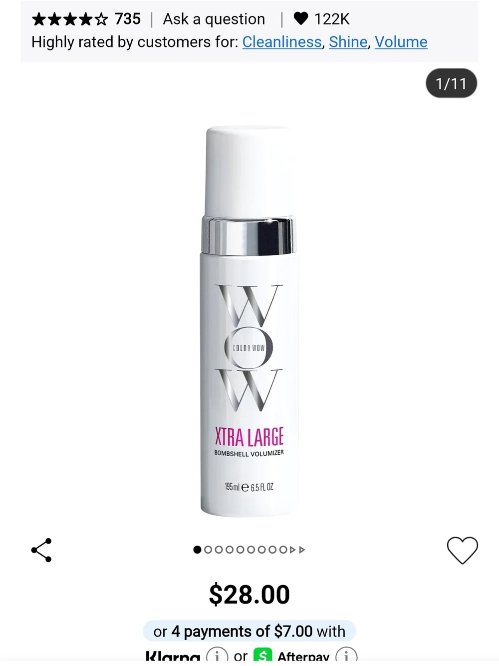 Color Wow Xtra Large Bombshell Volumizer - White Bottle